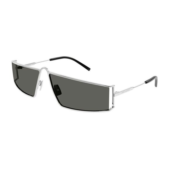 NEW SL606 002 SAINT LAURENT SUNGLASSES UNISEX SQUARE SILVER EYEWEAR - Picture 1 of 4